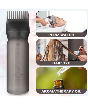 WLLHYF 2 Pack Root Comb Applicator Bottle 6 Ounce Hair Dye Bottle Brush Hair Oil Squeeze Bottles Plastic Hair Root Comb Color Applicator with Graduated Scale (Black) - Buy Online on SooperMarket.com