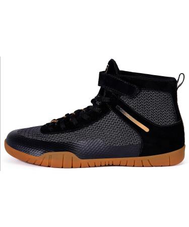 Wrestling Shoes Men Boxing Shoe Fitness Sneakers - Zero Drop Sole - 10 Wide - Black/Gold - Buy Online on SooperMarket.com