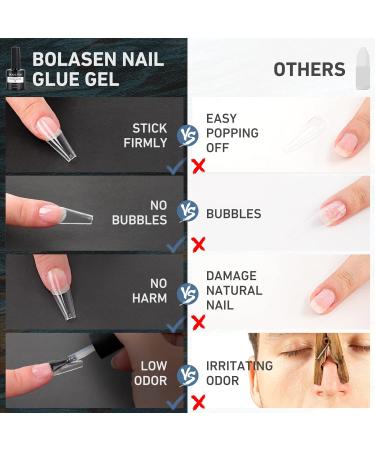 BOLASEN 5-in-1 Gel Nail Glue - Extra Strong Brush On Nail Adhesive for Acrylic Tips, Broken Nails, UV/LED Curing 8ml - Buy Online on SooperMarket.com