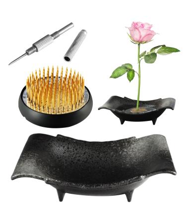 Japanese Ikebana Kit - Homaisson Flower Frog Holder Ikebana Vase Kit with Pin Straightening Tool  Ceramic Flower Vase Kit  Floral Pin Holder for Japanese Flower Arrangement Supplies