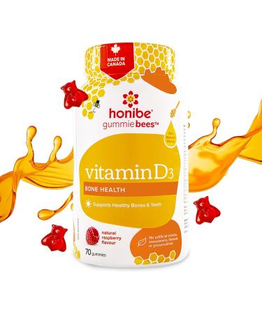 Honibe Vitamin D Gummies for Kids and Adults | Honey-Based Vitamins Made in Canada & Kids Multivitamin Gummies Plus Immune Boost | Honey-Based Vitamins Made in Canada | 70 gummies - Buy Online on SooperMarket.com