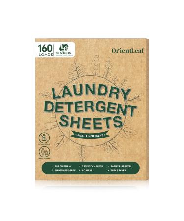 Laundry Detergent Sheets Fresh Scent Eco-Friendly Powerful Cleaning Up to 160 Loads (80 Sheets) Hypoallergenic Laundry Soap Sheets for Travel and Home Washing