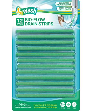 Bio-Flow Drain Strips - 12 Strips | Drain Cleaner & Odor Remover Drain Sticks