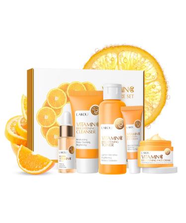 Skin Care Set Vitamin C Women Beauty Gift Sets Skin Care Kit with Cleanser Toner Serum Eye Cream Face Cream Travel Kit for Women Teen Girls Mom Daughter Birthday TSA-friendly Sizes 5pcs