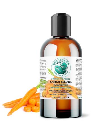Pure Carrot Seed Oil 236 ml Rich in Vitamins Rejuvenating Hydrating Perfect for Hair & Skin Bella Terra Oils