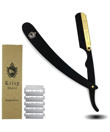 Professional Classic Straight Edge Barber Razor For Close Shaving - Salon Quality Men's Beard Wet Cut Throat Shaving Razor Shavette With 10 Blades By Krisp Beauty