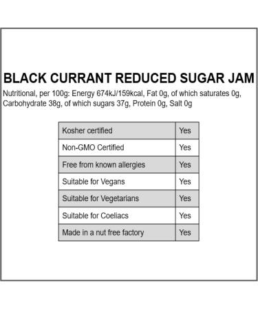 Wilkin & Sons Tiptree Black Currant Reduced Sugar Jam / 6 x 200g jars/Vegetarian Vegan Coeliac friendly/Gluten-Free/Made in the UK - Buy Online on SooperMarket.com