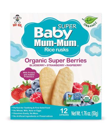 Baby Mum-Mum Organic Super Berries Rusks 1.76 oz - 24 Count, Pack of 6 | Organic Super Berries Snack for Babies - Buy Online on SooperMarket.com