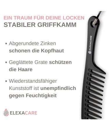 ELEXACARE Wide Toothed Curling Comb 24 cm Coarse-Toothed Styler for Curls & Long Hair | Black | International Shipping - Buy Online on SooperMarket.com