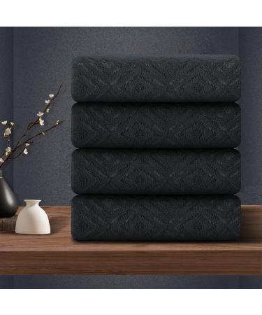 4 Pack Washcloths Set 13"x13" Premium Quality Towel Set for Bathroom Hotel Shower Spa Gym Black Washcloths Set Soft and Absorbent & Quick Dry for Daily Use Soft Microfiber Multipurpose Washcloths Black 4 Pack Washcloths Set 13"x13"