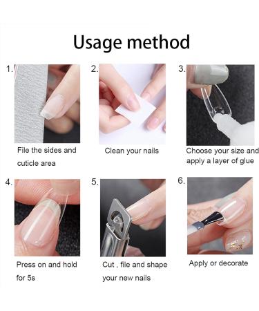 Almond Shaped Nail Tips 500Pcs Clear Acrylic Medium Nails Full Cover with Case for DIY Nail Art 10 Sizes - Buy Online on SooperMarket.com