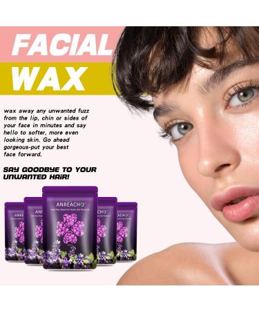 ANREACHO 17.5oz Hard Wax Beads for Hair Removal Kit - Brazilian Bikini, Face, Eyebrow, Back, Chest, Legs - 17.6oz Violet - Includes 10pcs Spatulas - Buy Online on SooperMarket.com