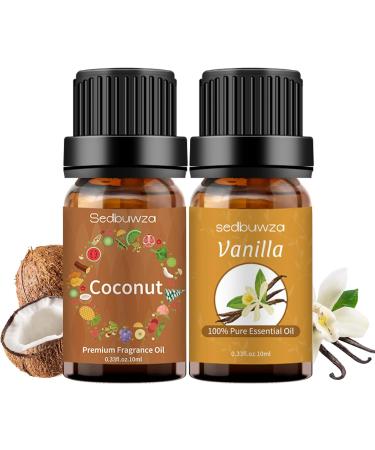 Sedbuwza Coconut Vanilla Essential Oil Gift Set Organic Coconut Oil 100% Pure Vanilla Oil for Skin Massage Diffuser Aromatherapy Coconut + Vanilla - Buy Online on SooperMarket.com