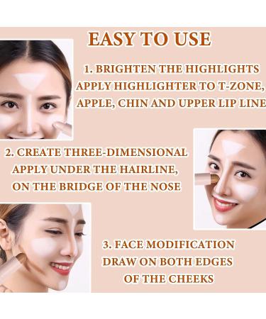 2 Color Dual Cream Contour Stick Set - Lightweight & Waterproof Highlighter and Bronzer Stick - Long Lasting Face Makeup Stick (W01LIGHT) - Buy Online on SooperMarket.com