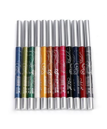 Jojomis 12 Colors Waterproof Rotating Eyeliner Pencil Glitter Eyeliner