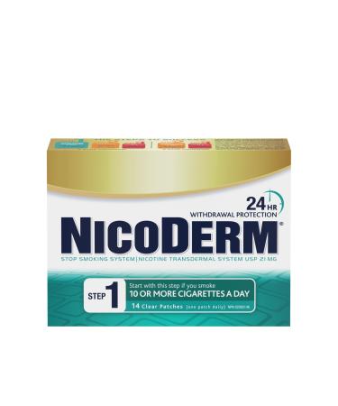 Nicoderm Step 1 Clear Patches Quit Smoking and Smoking Cessation Aid 21 mg of Nicotine/Day 14 Count Step 1 14 Patches