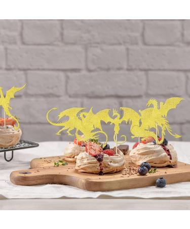 24-Piece Kite Tortendeco Glitter Fantasy Cake Topper Set | Flying Kite Theme Birthday & Baby Shower Decorations | Gold Pattern & Dragons - Buy Online on SooperMarket.com