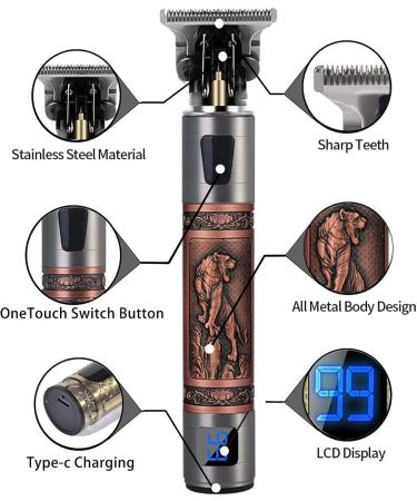 Hair Clippers for Men Professional Cordless Barber Trimmer Set USB Rechargeable Hair Cutting Grooming Kit Electric Beard Trimmer Shaver Hair Cutting Kit with LCD Display Gifts for Men - Buy Online on SooperMarket.com