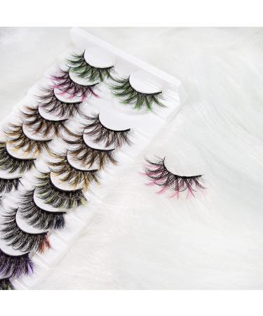 HOSAILY 5D Colored Lashes - 10 Pairs Wispy False Eyelashes Set, Natural Fluffy & Dramatic Tail Effect, 10 Colors Mixed - 1oz Pack - Buy Online on SooperMarket.com