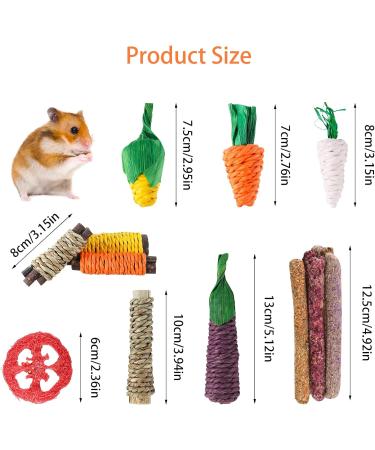 Fanshiontide 19 in 1 Bunny Chew Toys for Teeth - Rabbit Treats and Toys for Teeth - Timothy Hay Sticks, Loofah, Wood, Grass, Carrots, Corn - Ideal for Rabbit, Guinea Pig, Hamster, Chinchilla - Buy Online on SooperMarket.com