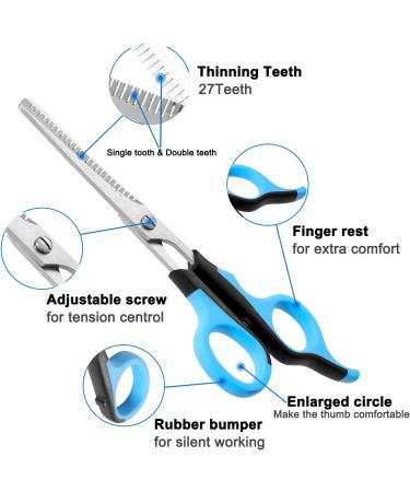 Professional Pet Grooming Scissors Set for Dogs & Cats - Straight Shears, Thinning Scissors, Grooming Comb - Small Dog Face, Ear, Paw Hair Trimming - Buy Online on SooperMarket.com