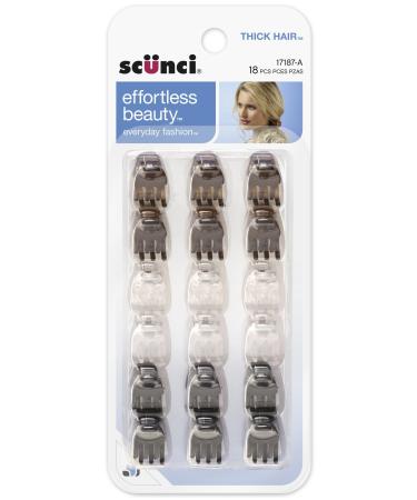 Scunci Effortless Beauty Thick Hair Mini Jaw Clips 1 cm (Pack of 18)