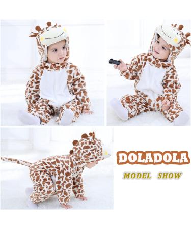 Doladola Unisex Baby Giraffe Romper | Flannel One Piece Pyjamas 6-12 Months - Buy Online on SooperMarket.com