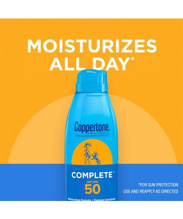 Coppertone Complete SPF 50 Sunscreen Spray Lightweight and Moisturizing Spray Sunscreen Water Resistant Sunscreen Broad Spectrum SPF 50 UVA/UVB Protection Oxybenzone Free 156g Spray SPF 50 156 g (Pack of 1) - Buy Online on SooperMarket.com