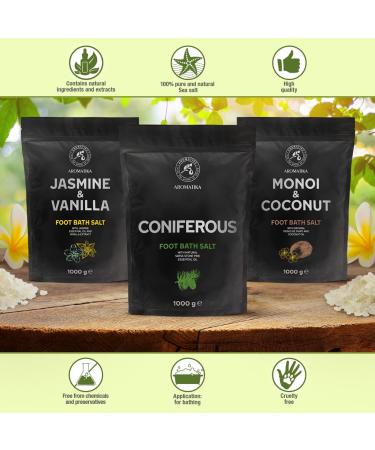 Foot Bath Salt Coniferous 35Oz | Natural Sea Salt & Swiss Stone Pine Oil | Relaxing Foot Care & Aromatherapy for Tired Feet - Buy Online on SooperMarket.com