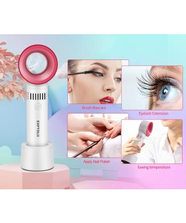 Portable USB Rechargeable Eyelash Fan Dryer with Lash Tweezers - Mini Bladeless Handheld Cooling Blower for Essential Eyelash Extension Supplies (White) - Buy Online on SooperMarket.com