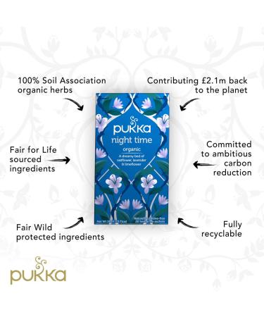 Pukka Organic Tea Bags  Night Time Herbal Tea with Chamomile  Lavendar & Valerian  Perfect for Easing into a Soothing Sleep  20 Count (Pack of 3) 60 Tea Bags Night Time 60 Tea Bags - Buy Online on SooperMarket.com