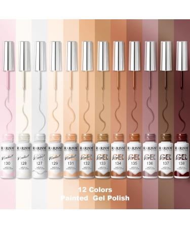 RARJSM Nude Liner Gel Nail Polish Set - 12 Colors 5ml with Thin Sharp Brush for Nail Art, Swirl Nails, and Striping - Soak Off, Curing Required - 12pcs Nude Color Set - Buy Online on SooperMarket.com
