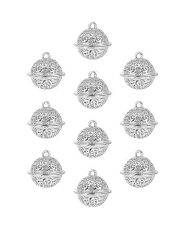 VOSAREA 10pcs DIY Craft Bells Vintage Brass Jingle Bells Electroplated Hollow Pet Dog Collar Bells Anti- Lost Bell for Holiday Christmas Decor Wind Chimes Making Silver