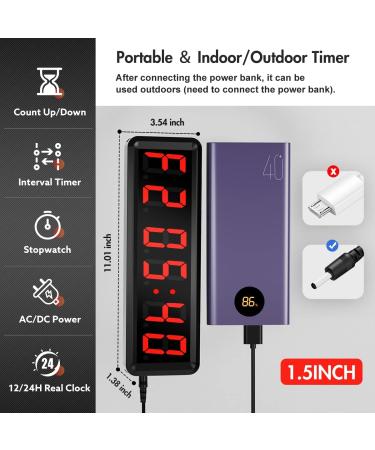Seesii LED Gym Timer | Ultra-Clear Interval Timer with Remote | Countdown/Up Wall Clock with Buzzer | Connectable Power Fitness Timer for Gym, Home, Garage | 1.5 Inch Bright Red - Buy Online on SooperMarket.com