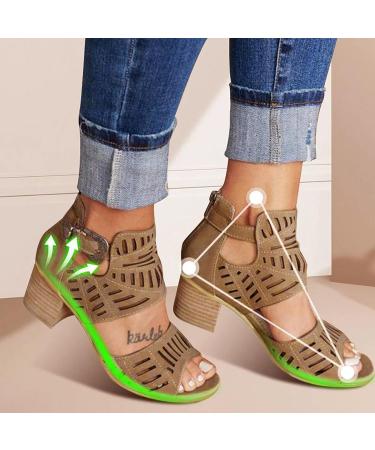 Foldap Women's High Heel Espadrille Platform Wedge Sandals - Brown | Summer Casual Beach Shoes - Buy Online on SooperMarket.com