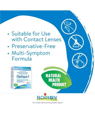 Boiron Optique 1 Eye drops used to relieve minor eye irritations such as dry itchy or red burning eyes due to allergies or computer eye strain. 30 unit-doses - Buy Online on SooperMarket.com
