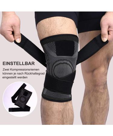 Sports Knee Support - Adjustable Straps Pain Relief for Men & Women 2-Piece Set for Meniscus Tear Arthritis Running & Climbing (Black M) - Buy Online on SooperMarket.com