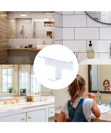Lencyotool Self-Adhesive Toothbrush Holder | Bathroom & Kitchen Organizer for Razors Brushes & Toothpaste - White Bathroom Accessories - Buy Online on SooperMarket.com