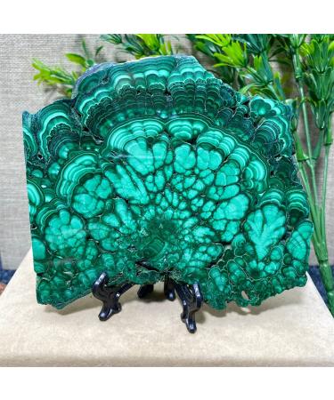 Natural Crystal Rough Natural Sphere Stone Natural Crystal Green Malachite Slab Quartz Home Decoration Polished Reiki Ornament Ore Specimen 1pc 300-320g