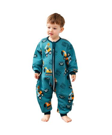 ZIGJOY Toddler Sleeping Bag 1.5 TOG Baby Sleep Bag with Feet 100% Cotton Sleep Sack All Year Round for 2-4T Baby Girl Boy Essentials Excavator Excavator 2-4 Years