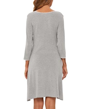 Sykooria Women's Cotton Nursing Nightdress with 3/4 Sleeves - Grey XL - Buy Online on SooperMarket.com