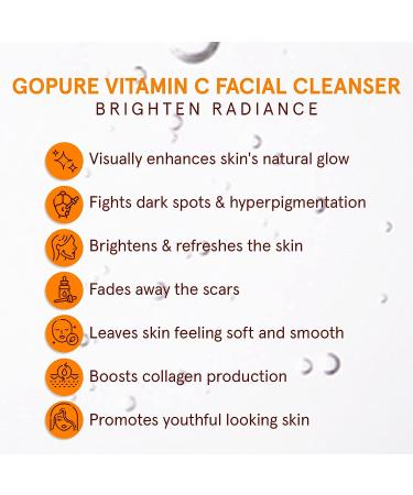 goPure Vitamin C Facial Cleanser - Acne Face Wash for All Skin Types - Visibly Brightens and Smooths Skin - Gentle Cleanser for Youthful Appearance - 4.3 oz - Buy Online on SooperMarket.com
