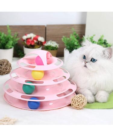 Suhaco 4 Level Roller Cat Toy with Colorful Moving Balls | Interactive Teaser Kitten Toy | Pink - Buy Online on SooperMarket.com