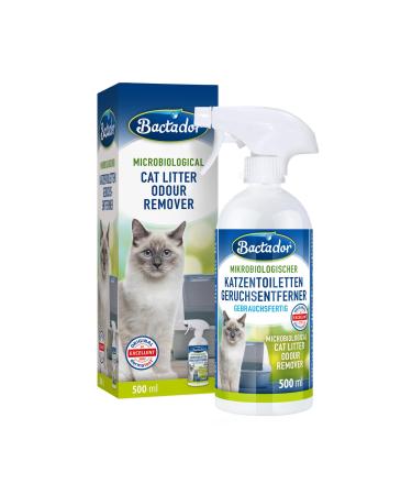 Bactador Cat Litter Odour Remover Spray 500ml - Biological enzyme cleaner as a ready-to-use solution against cat urine animal odors sweat - For household & animal environment