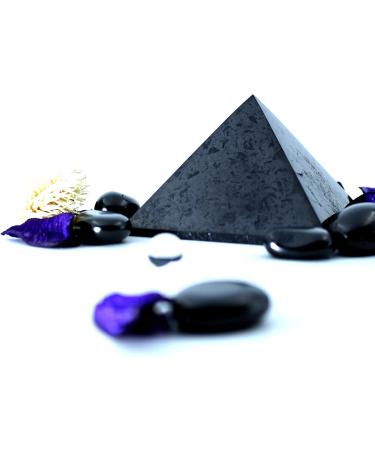 Heka Naturals 8cm Polished Shungite Pyramid Healing Crystal for Home Decor - Chakra Meditation & Negative Energy Protection - Buy Online on SooperMarket.com