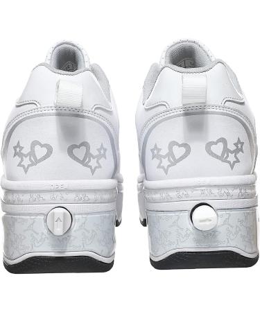Silver Roller Skates for Women and Men | Outdoor Parkour Shoes with Retractable Wheels | Adults/Kids Quad Roller Skates | Size 8.5 US - Buy Online on SooperMarket.com