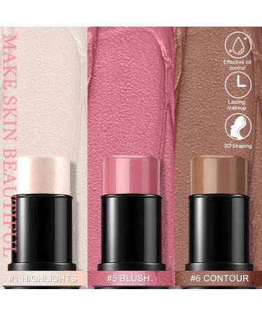 3-Piece Cream Contour Pencil Set - Waterproof Highlighter & Blush Sticks for Long-Lasting Light Finish | International Shipping - Buy Online on SooperMarket.com