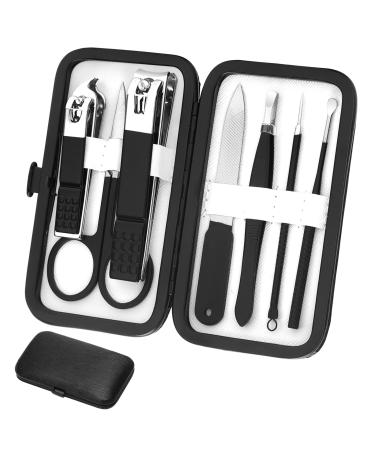 Manicure Set Men's Nail Clipper Set Finger Toe Nail Clippers Stainless Steel (Black and White) Black And White