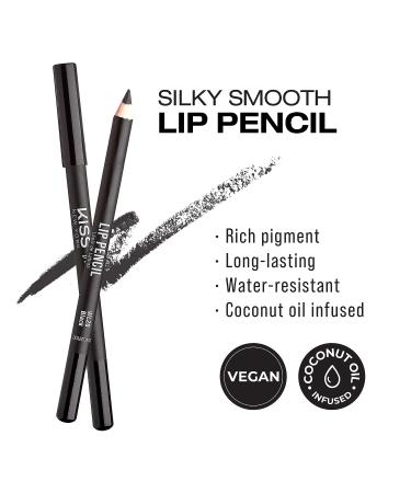kiss New York Professional Creamy Lip Liner in Black - Long-Lasting Lip Color, Water-Resistant Lip Makeup - Buy Online on SooperMarket.com