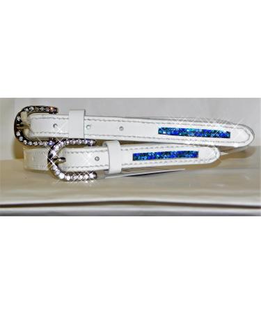 Spur straps leather spur straps glitter rhinestones white pink blue spur straps (patent leather white)